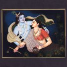 Krishna Radha Handmade Painting Hindu Indian Ethnic Religious Miniature Folk Art