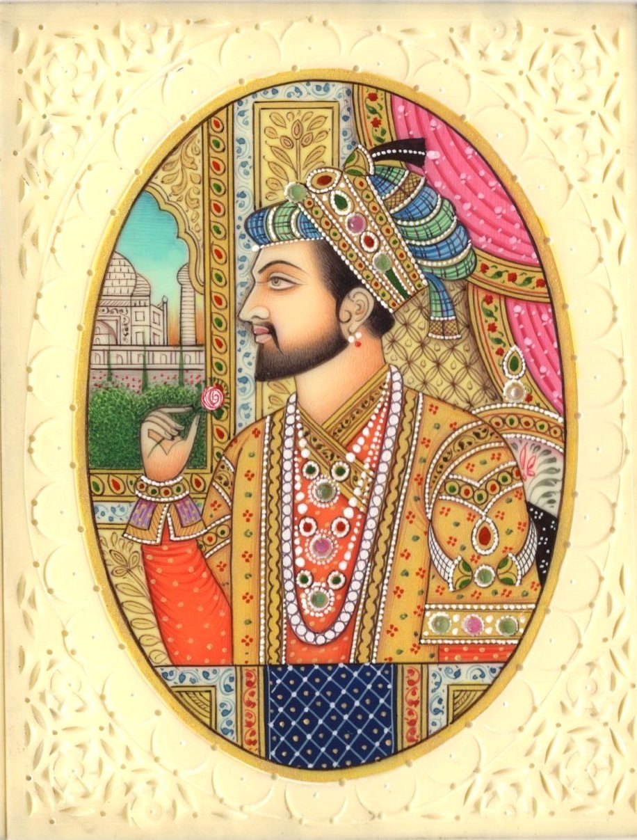 Shah Jahan Mumtaz Mahal Portrait Art Handmade Mughal Empire Miniature