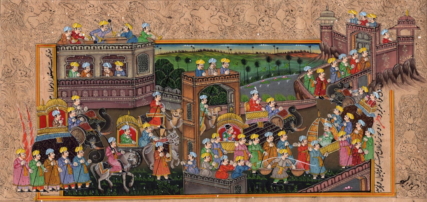 Rajasthani Miniature Painting Handmade Royal Maharaja Procession Indian Folk Art