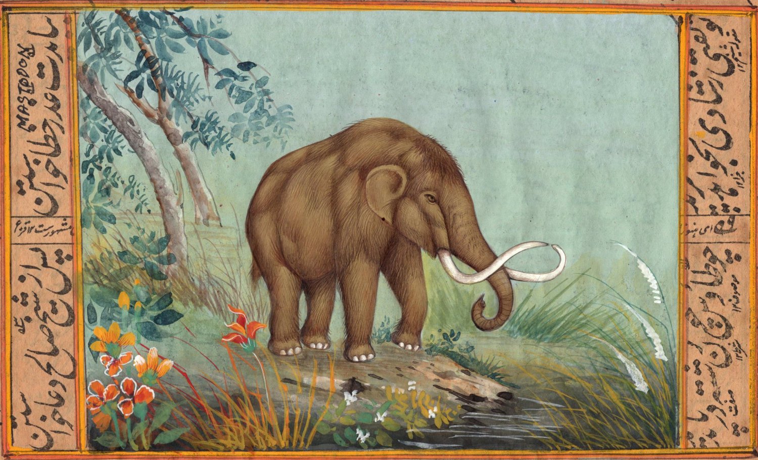 Mastodon Art Handmade Extinct Wild Animal Pre Historic Indian Miniature Painting