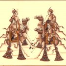 Rajasthan Camel Polo Miniature Painting Handmade India Royal Sport Folk Artwork