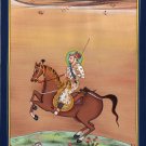 Shah Jahan Emperor Equestrian Miniature Painting Handmade Mughal Portrait Art