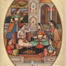 Mughal Indian Miniature Art Handmade Watercolor Mogul Period Harem Folk Painting