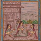 Moghul Miniature Painting Handmade Mogul Empire Watercolor Mughal Folk India Art