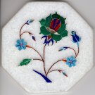 Parchin Kari Marble Inlay Art Handmade 4″ Floral Mosaic Indian Home Decor Art