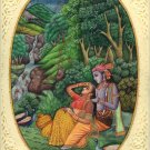 Krishna Radha Relationship Art Handmade Miniature Hindu Deity Drawing Painting