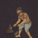 Indian Rajasthani Miniature Portrait Painting Handmade Laborer Folk Ethnic Art