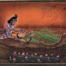 Krishna Radha Ethnic Painting Handmade Indian Hindu Divine Love Krshn Folk Art