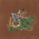Bengal Tiger Art Handpainted Indian Wildcat Animal Watercolor Miniature Painting