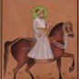 Rajasthani Miniature Painting Handmade Indian Maharaja Equestrian Portrait Art