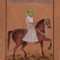 Rajasthani Miniature Painting Handmade Indian Maharaja Equestrian Portrait Art
