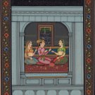 Mughal Handmade Painting Moghul Indian Miniature Harem Folk Watercolor Paper Art