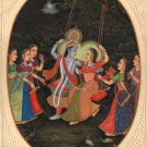 Krishna Radha Painting Handmade Indian Hindu Krishn Gopis Ethnic Miniature Art
