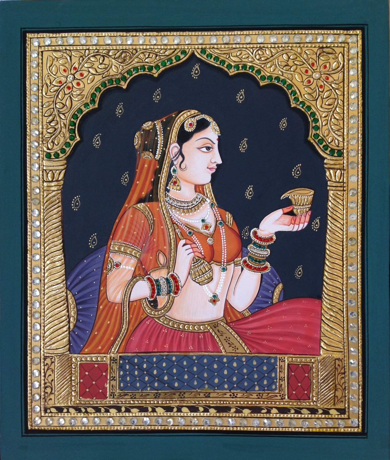 Tanjore Rajasthani Rani Painting Handmade Indian Thanjavur Wall Decor ...