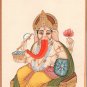 Ganesha Painting Indian Hindu Hand Painted Paper Watercolor Ganesh Religious Art