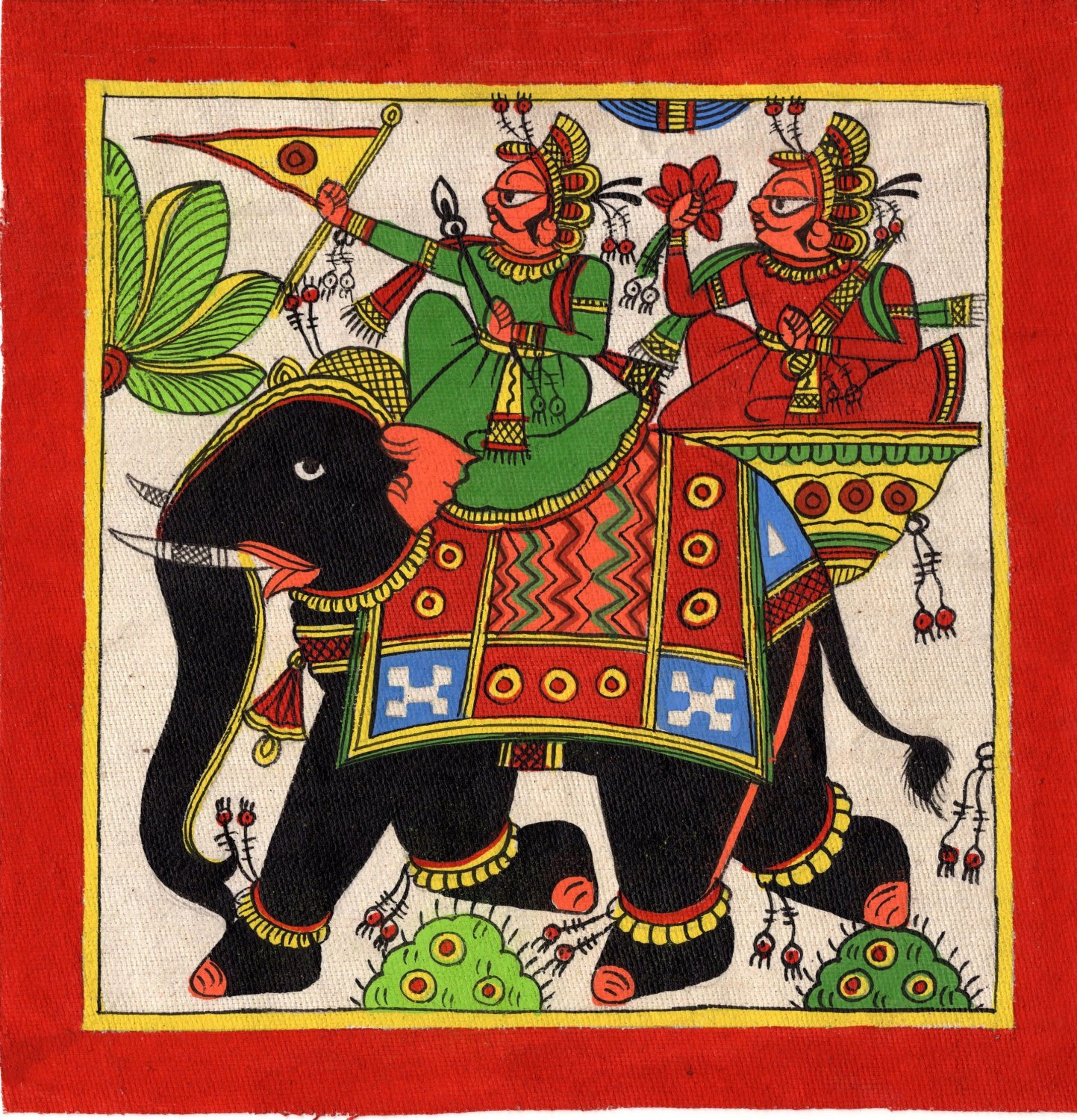 Rajasthani Phad Painting Handmade Indian Folk Miniature Royal Elephant ...