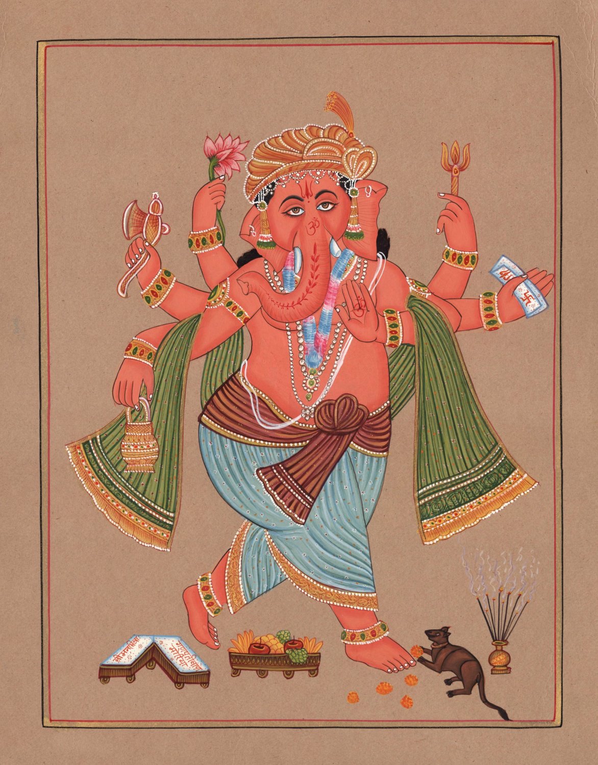 Ganesha Art Handmade Indian Hindu Ethnic Religion Miniature Ganesh God Painting
