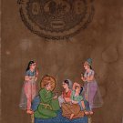 Mughal Miniature Romance Art Handmade Ethnic Moghul Emperor Stamp Paper Painting