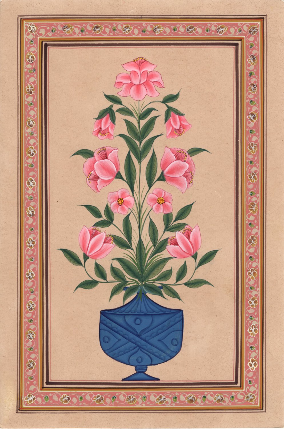 Mughal Floral Miniature Painting Moghul Indian Handmade Nature Lotus   590fb6f7442dc 228673b 