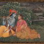 Radha Krishna Painting Handmade Hindu Religious God Goddess Watercolor Folk Art