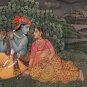 Radha Krishna Painting Handmade Hindu Religious God Goddess Watercolor Folk Art