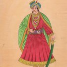 Maharajah Portrait Painting Handmade Indian Miniature Royalty Rajasthani Art