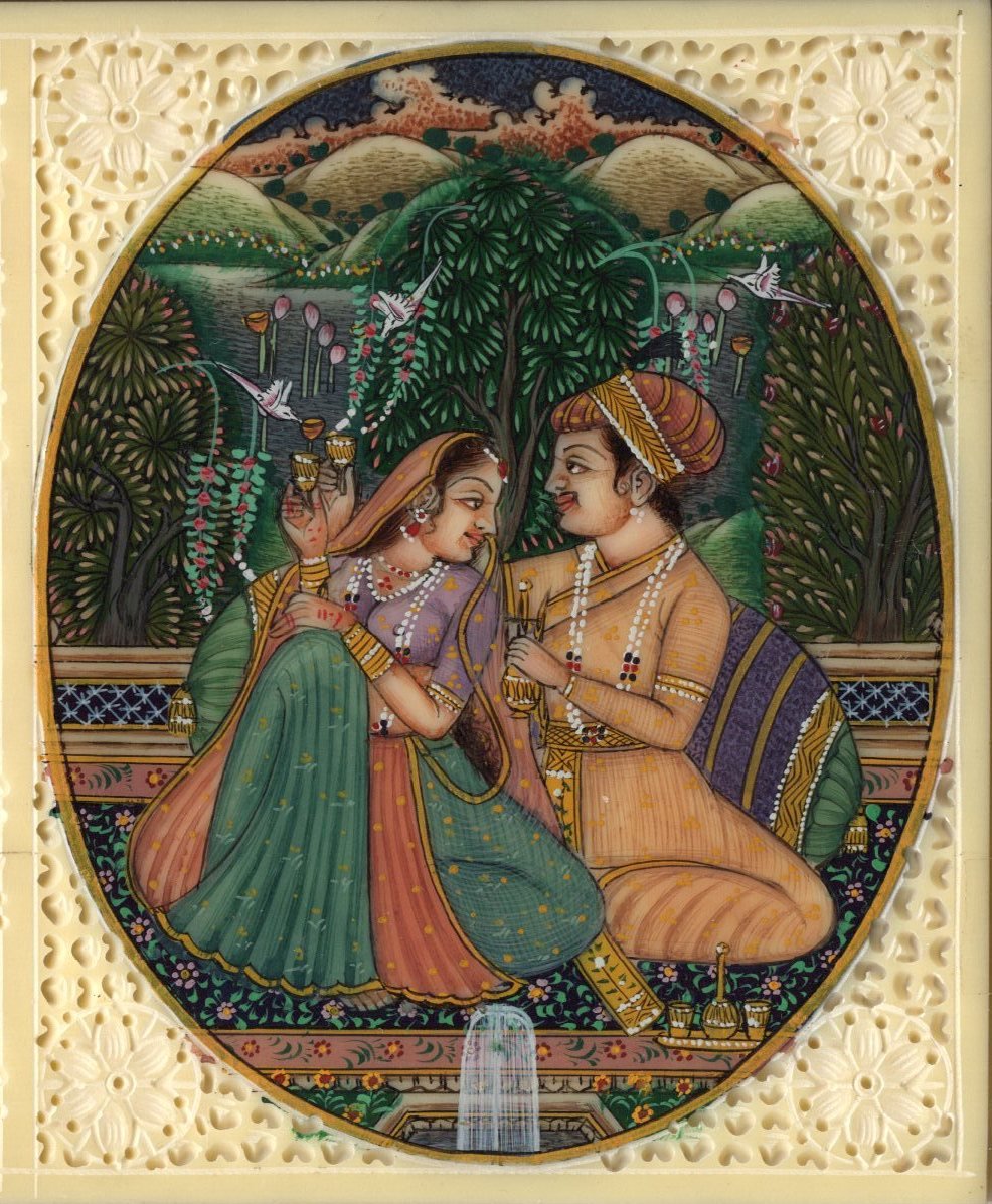 Mughal Dynasty Painting Handmade Watercolor Moghul Harem Indian ...