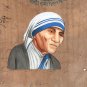 Mother Teresa Painting Handmade Indian Miniature Old Stamp Paper Portrait Art