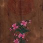 Indian Floral Miniature Artwork Handmade Old Stamp Paper Mughal Flower Painting