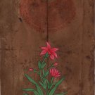 Mughal Flower Miniature Artwork Handmade Old Stamp Paper Indian Floral Painting