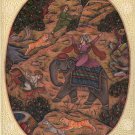 Mughal Miniature Painting Rare Handmade Watercolor Moghul Empire Royal Hunt Art