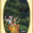 Indian Krishna Radha Decor Art Handmade Hindu Ethnic Miniature Folk Painting
