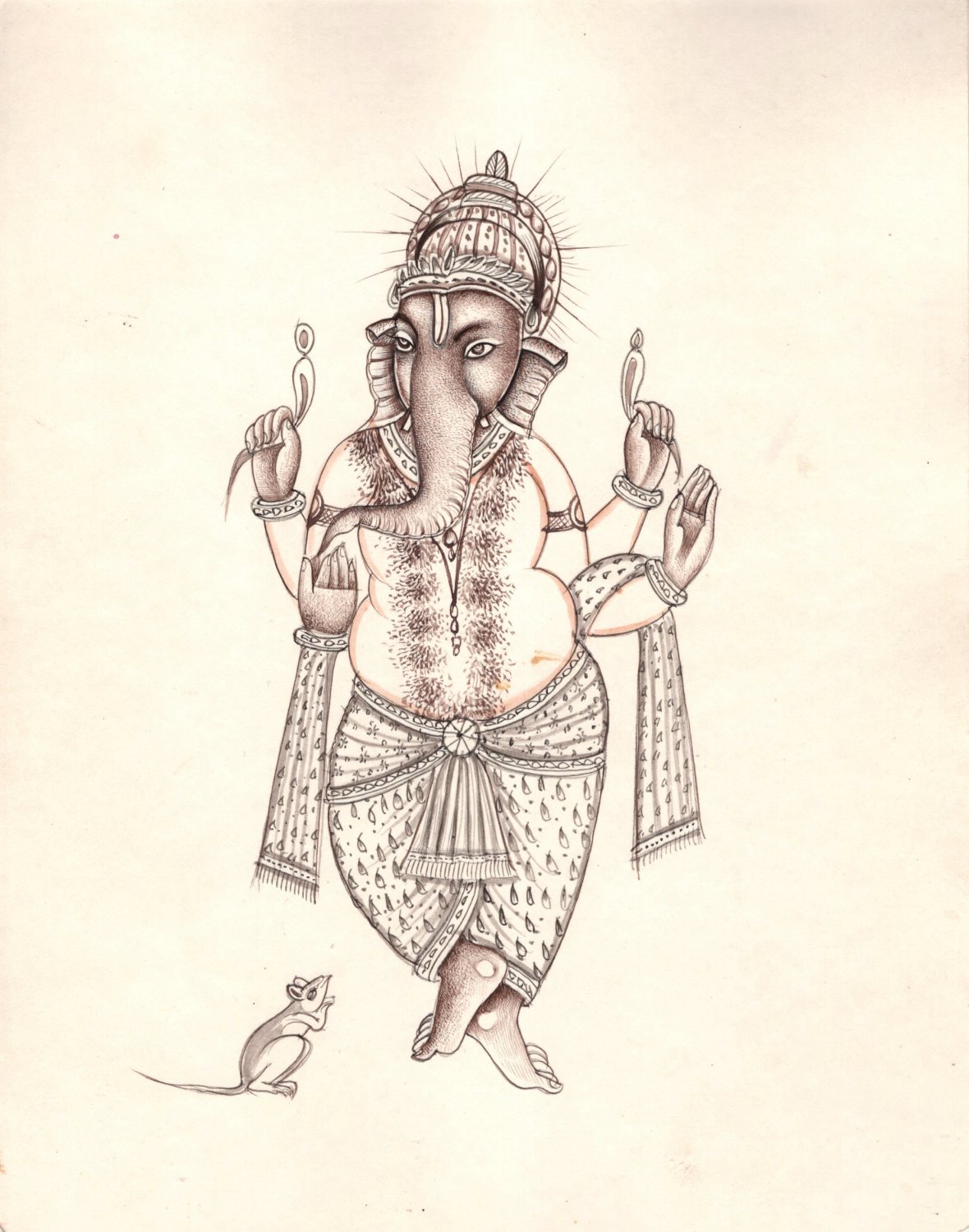 Ganesh Painting Handmade Indian Hindu Elephant God Lord Ganesha Miniature Art