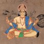 Hanuman Hindu God Painting Handmade Old Stamp Paper India Ramayan Religious Art