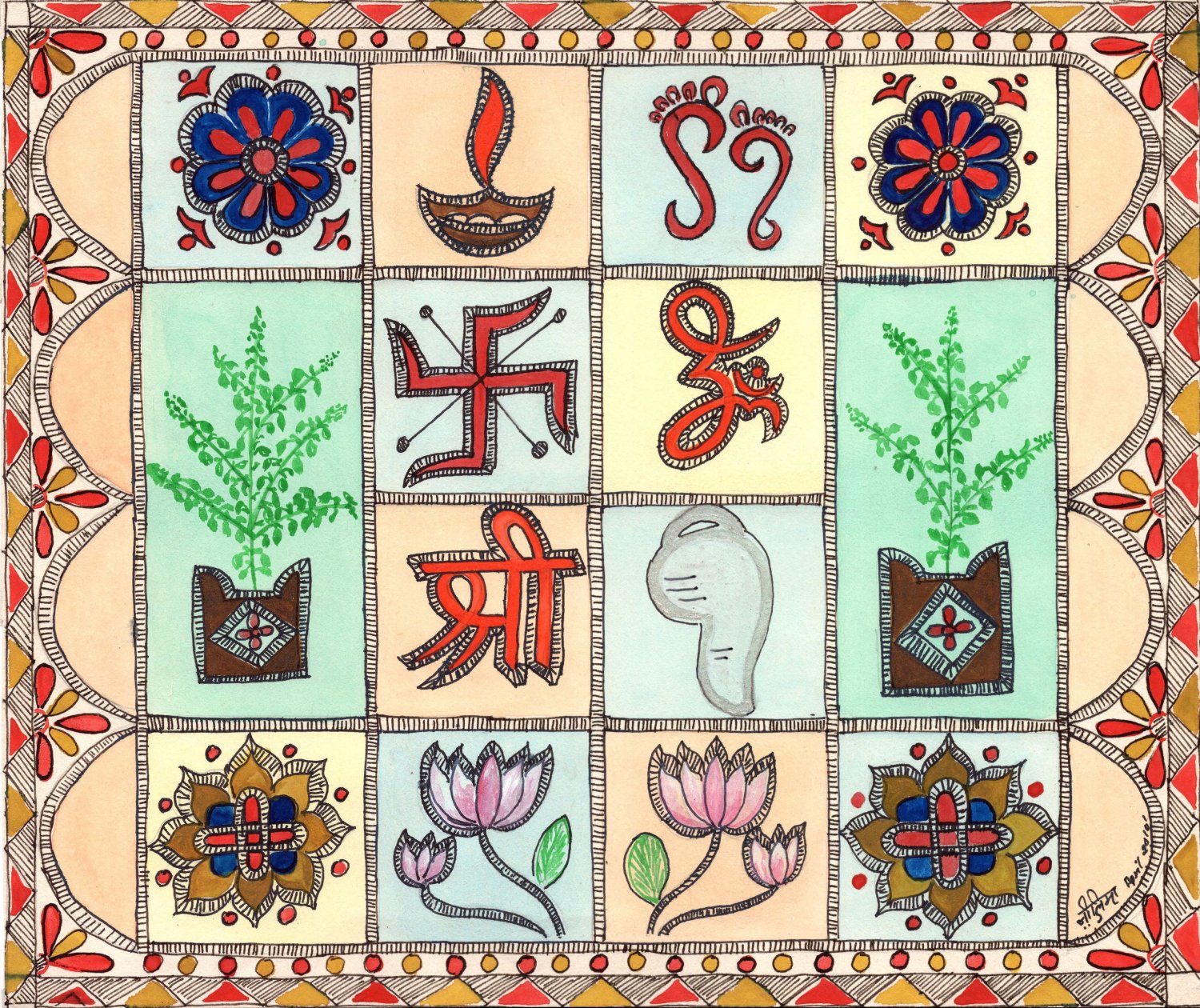 madhubani painting symbols