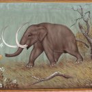 Mammoth Painting Handmade Extinct Wild Animal Pre Historic Indian Miniature Art