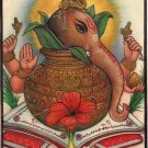 Ganpati Ganesha Painting Handmade Hindu Religion Ganesh Ethnic Watercolor Art