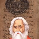 Rabindranath Tagore Painting Handmade Indian Miniature Stamp Paper Portrait Art