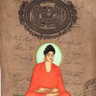 Siddharth Gautam Buddha Painting Old Stamp Paper Buddhist Buddhism Handmade Art