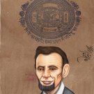 Abraham Lincoln Painting Handmade Indian Miniature Old Stamp Paper Portrait Art