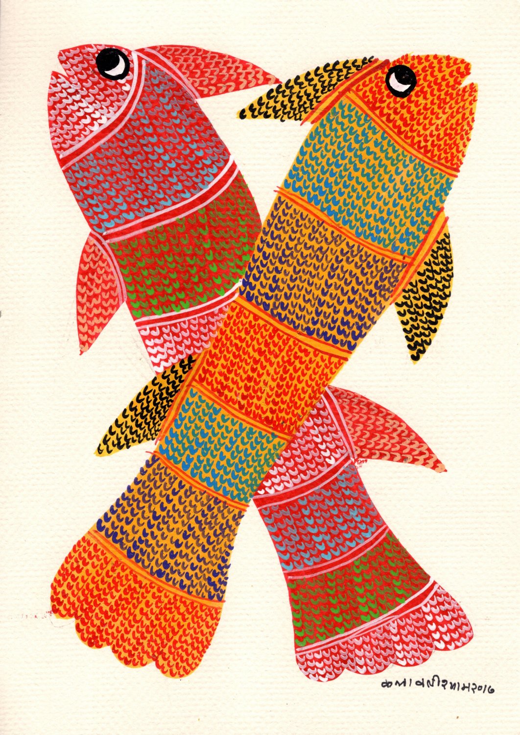 gond art fish painting