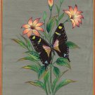 Butterfly Nature Painting Handmade Watercolor Indian Miniature Wild Life Art
