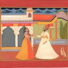 Kota Rajasthani Art Handmade Indian Miniature Maharajah Maharani Folk Painting
