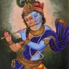 Krishna Radha Indian Handmade Painting Hindu Oil Canvas Decor Portrait Art