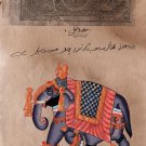 Indian Elephant Miniature Painting Handmade Vintage Stamp Paper Ethnic Decor Art