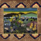 Peacock Bird Indo Persian Miniature Painting Handmade Islamic Nature Ethnic Art