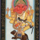 Ganesha Painting Handmade Indian Miniature Hindu Ethnic Religion Ganesh God Art