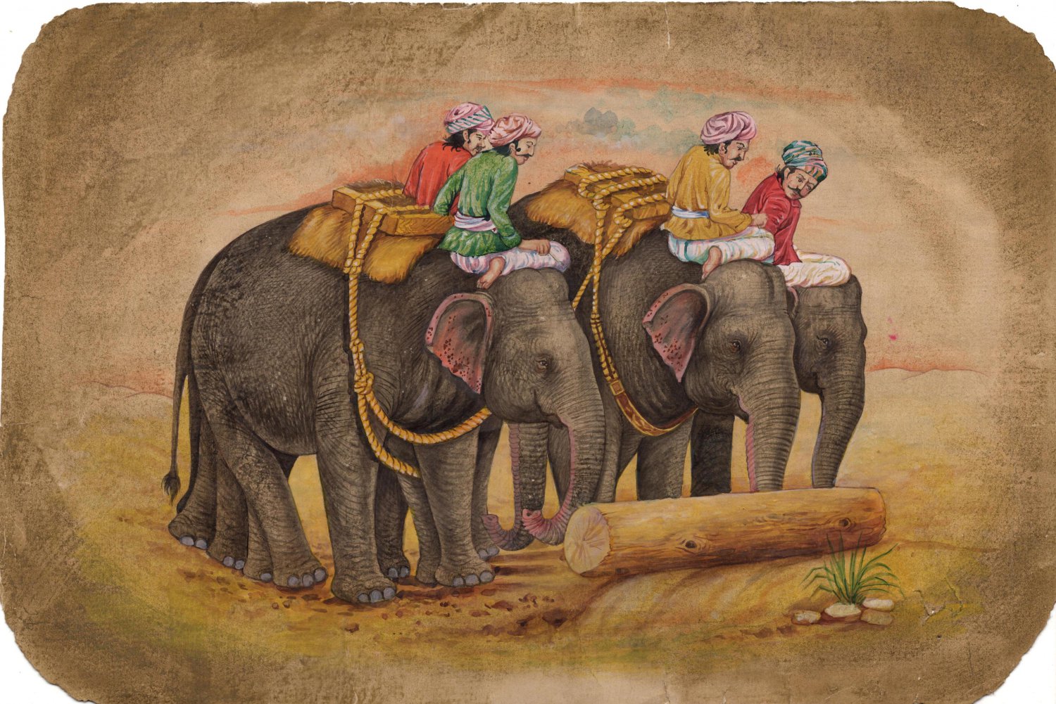 Indian Rajasthani Elephant Mahout Painting Handmade Animal Decor