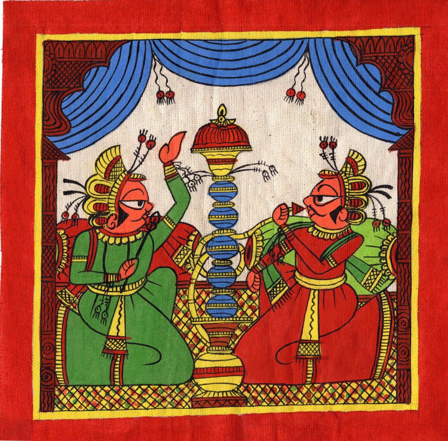 Rajasthan Phad Painting Handmade Indian Folk Miniature Ethnic Tribal Royalty Art