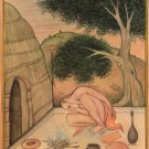 Yoga Garbhasana Art Handmade Indian Persian Miniature Fetus Pose Asana Painting